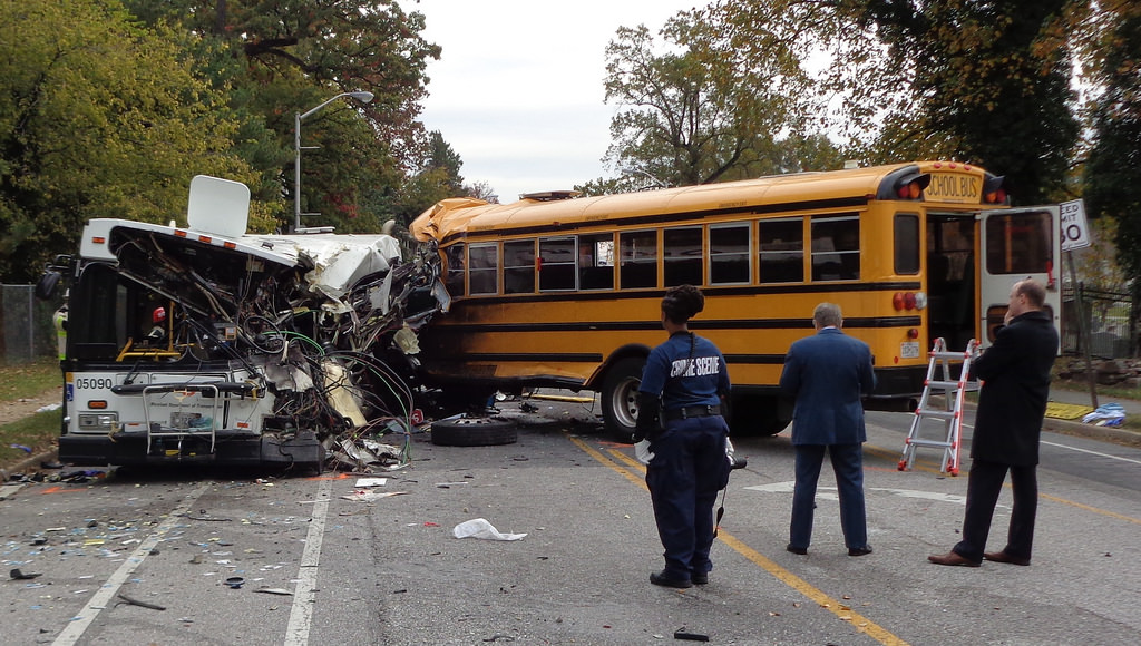 Shot Driver Rams into School Bus!